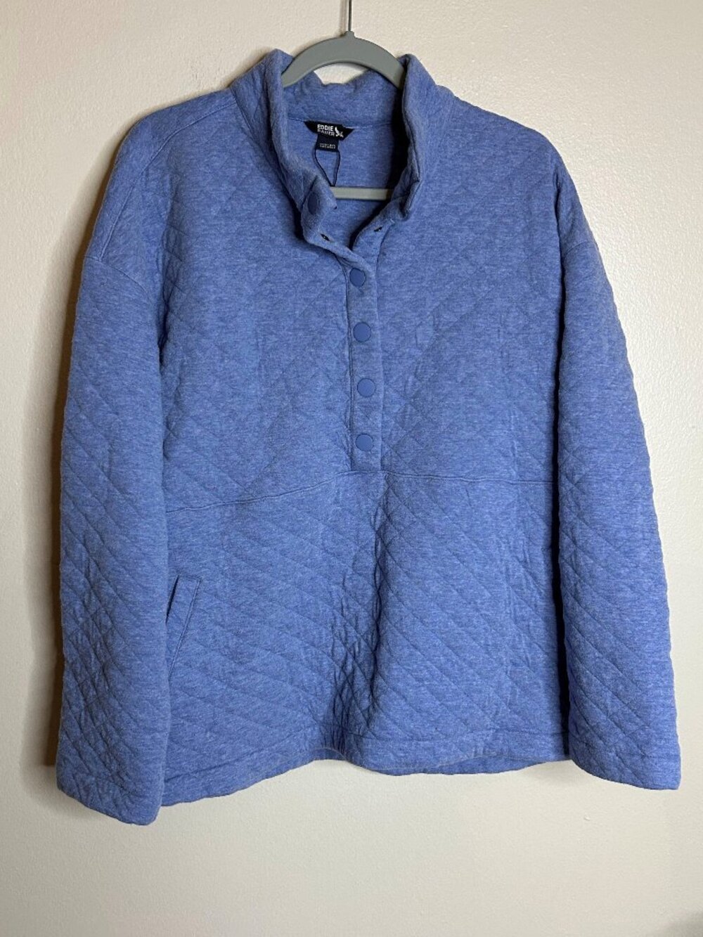 Eddie Bauer Jacket Womens XXL Popover Quilted Soft Blue Medium Weight Sweater